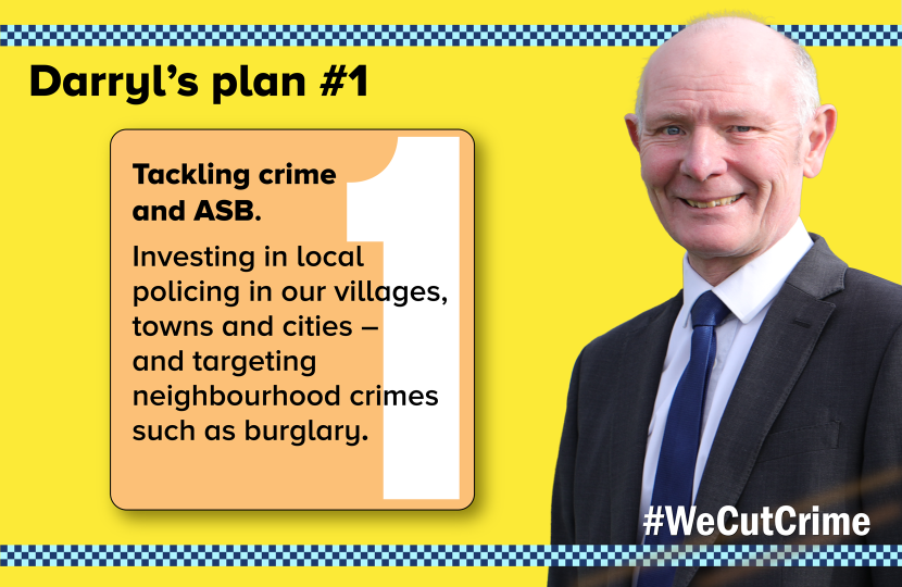 Tackling crime and ASB – the first of a six point plan from Darryl Preston for policing Cambridgeshire and Peterborough: investing in local policing in our villages, towns and cities – and targeting neighbourhood crimes such as burglary. And, #WeCutCrime – Darryl’s campaign theme following three successful years as the Police and Crime Commissioner for Cambridgeshire and Peterborough.